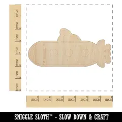 Submarine with Periscope Underwater Vehicle Unfinished Wood Shape Piece Cutout for DIY Craft Projects