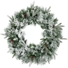 Northlight Real Touch&trade; Flocked Rosemary Emerald Angel Pine Artificial Christmas Wreath - 30-Inch, Unlit Green