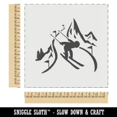 Skier Skiing Down Mountain Slopes Wall Cookie DIY Craft Reusable Stencil
