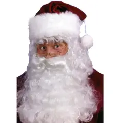 Fun World 8" White Santa Claus Beard Wig and Eyebrows Christmas Unisex Adult Costume Accessory - One Size