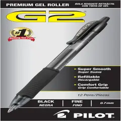 G2 Premium Refillable & Retractable Rolling Ball Gel Pens, Fine 0.7mm, Black (31020)