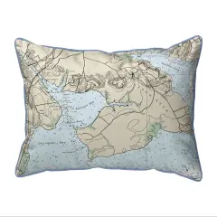 Betsy Drake Occoquan, VA Nautical Map Large Corded Indoor/Outdoor Pillow 16x20