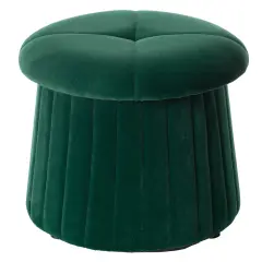Modern Tufted Velvet Mushroom Shape Storage Ottoman Storage Stool Trunk Green