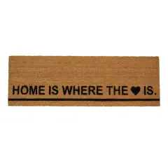 Northlight Natural Coir Outdoor Rectangular "Home Is Where the Heart Is" Doormat 16" x 48" Brown