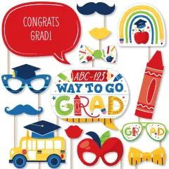 Big Dot of Happiness Elementary Grad - Kids Graduation Party Photo Booth Props Kit - 20 Count