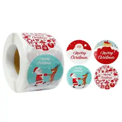 Wrapables Christmas Stickers Label Roll, Holiday Stickers for Sealing Cards, Envelopes, Gift Boxes, Festive Party Favors (500 pcs) Red & White