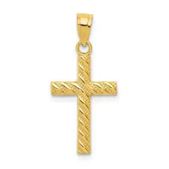 10K Gold Cross Pendant Charm Jewelry 25 x 12mm