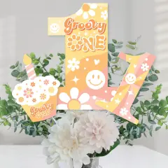 Big Dot of Happiness Groovy One - Boho Hippie First Birthday Party Centerpiece Sticks - Table Toppers - Set of 15