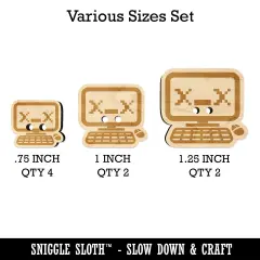 Dead Kawaii Computer Face Emoticon Wood Buttons for Sewing Knitting Crochet DIY Craft