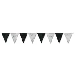 Black & Silver Pennant Banner (Pack of 12)