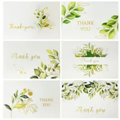 Wrapables Blank Thank You Cards with Envelopes for Weddings, Bridal Showers, Baby Showers (Set of 4) (of 4) Elegant Sprig