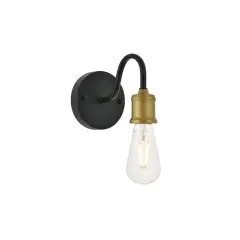 Serif 1 light brass and black Wall Sconce