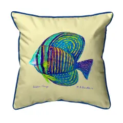 Betsy Drake Sailfin Tang Fish Extra Large 22 X 22 Indoor / Outdoor Yellow Pillow
