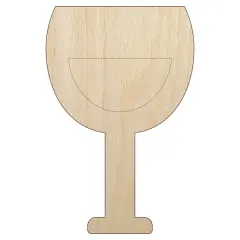 Wine Glass Half Full Unfinished Wood Shape Piece Cutout for DIY Craft Projects