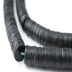 The Bead Chest African Vinyl Beads, Ghana Vulcanite Crafts Supplies for DIY Jewelry Making, Necklaces, Bracelets (10mm, Black)