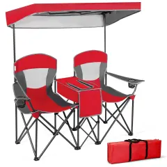 Portable Folding Camping Canopy Chairs with Cup Holder Red