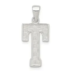 Sterling Silver Initial Letter T Charm Pendant Jewelry 25mm x 9mm