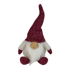 Northlight Chubby Smiling Gnome Plush Christmas Figure - 15" - Ivory and Red
