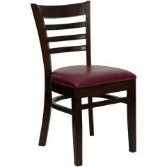 Emma and Oliver Ladder Back Wooden Restaurant Dining Chair BurgundyVinyl/Walnut