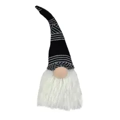 Northlight Plush Sitting Christmas Gnome with Long Beard Decoration - 12" - Black and White