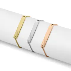 Flat Adjustable Stainless Steel PVD Coated Bar Bracelet Rose