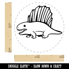 Wary Dimetrodon Dinosaur with Dorsal Sail Fin Self-Inking Rubber Stamp for Stamping Crafting Planners Brown