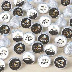 Big Dot of Happiness Just Engaged - Black and White - Engagement Party Small Round Candy Stickers - Party Favor Labels - 324 Count