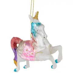 Northlight 4.25" Pastel Unicorn Glass Christmas Ornament White