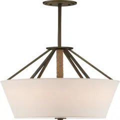 Nuvo Senaca 3-Light 17" Pendant w/Linen Fabric Rope Accent in Aged Bronze Finish Mahogany Bronze