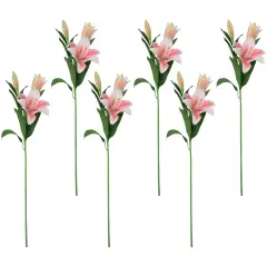Northlight Real Touch&trade; Pink Artificial Lily Floral Stems, Set of 6 - 38"