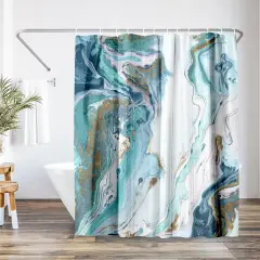 Americanflat 71" x 74" Shower Curtain, Marble Petroleum Ii by PI Creative Art