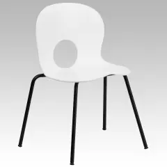Emma and Oliver Multipurpose Designer Plastic Cafe Stack Chair White