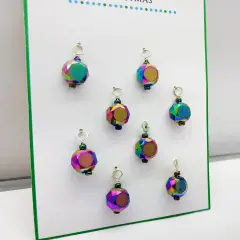 Metallic Mini Christmas Ornaments, 8 pieces with Hooks, Pretty Glass Baubles, Adorabilities