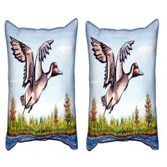 Pair of Betsy Drake Pintail Duck Large Pillows 16 Inch X 20 Inch