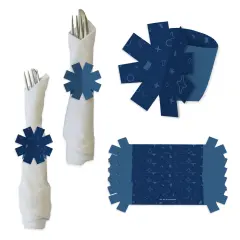 Big Dot of Happiness Navy Confetti Stars - Simple Party Paper Napkin Holder - Napkin Rings - Set of 24