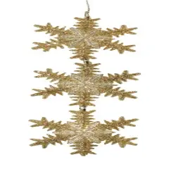 Kurt Adler 6.75" Gold and Silver Glittered Snowflake Trio Christmas Ornament