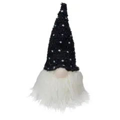Northlight LED Lighted Polka Dot Knit Hat Gnome Christmas Decoration - 10" - Black and White