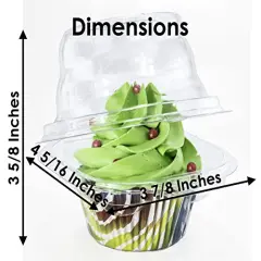 Individual Cupcake Container (Pack of 100) - Single Compartment Cupcake Carrier Holder Box - Stackable - Deep Dome - Clear Plastic - BPA-Free