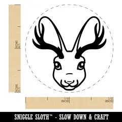 Jackalope Head Mythical Animal Jackrabbit Antelope Self-Inking Rubber Stamp for Stamping Crafting Planners Sky Blue