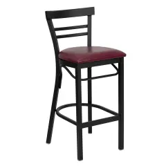 Emma and Oliver Two-Slat Ladder Back Metal Restaurant Dining Barstool BurgVYL/BlackMetal