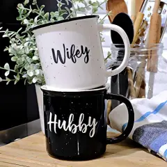 Wifey Hubby Mugs Set of 2 Coffee Mug, Bride Groom Mug Set Wedding Gift to Give, Couples Coffee Mug Set Quote, Newlywed Coffee Mugs Gift Set, Mr Mrs Mugs for Married Couple
