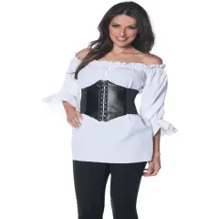 Women's White Renaissance 3/4 Sleeve Costume Shirt
