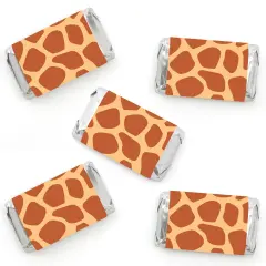 Big Dot of Happiness Giraffe Print - Mini Candy Bar Wrapper Stickers - Safari Party Small Favors - 40 Count
