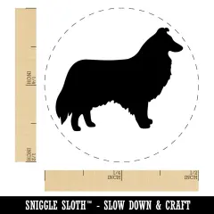 Rough Collie Dog Solid Self-Inking Rubber Stamp for Stamping Crafting Planners Fuchsia
