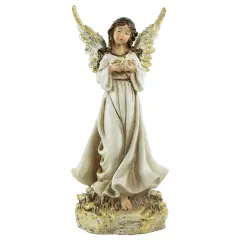 Northlight 11" White Serene Angel with Dove Figure