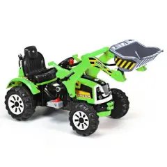 Iron Excavator with Adjustable Arm, Safety Belt, Battery Power and Educational Fun for Kids Green