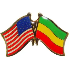 American & Ethiopia Flags Pin 1"