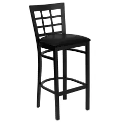 Emma and Oliver Window Back Metal Restaurant Dining Barstool BlackVYL/BlackMetal