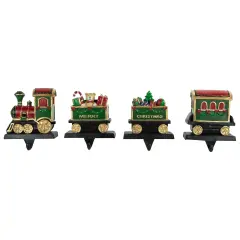 Northlight Set of 4 Merry Christmas Train Stocking Holders 5" Red
