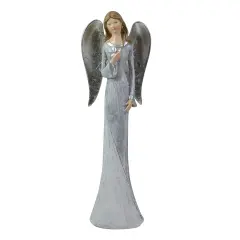 Northlight Angel Figure Holding a Star - 6.5" - Silver Gray